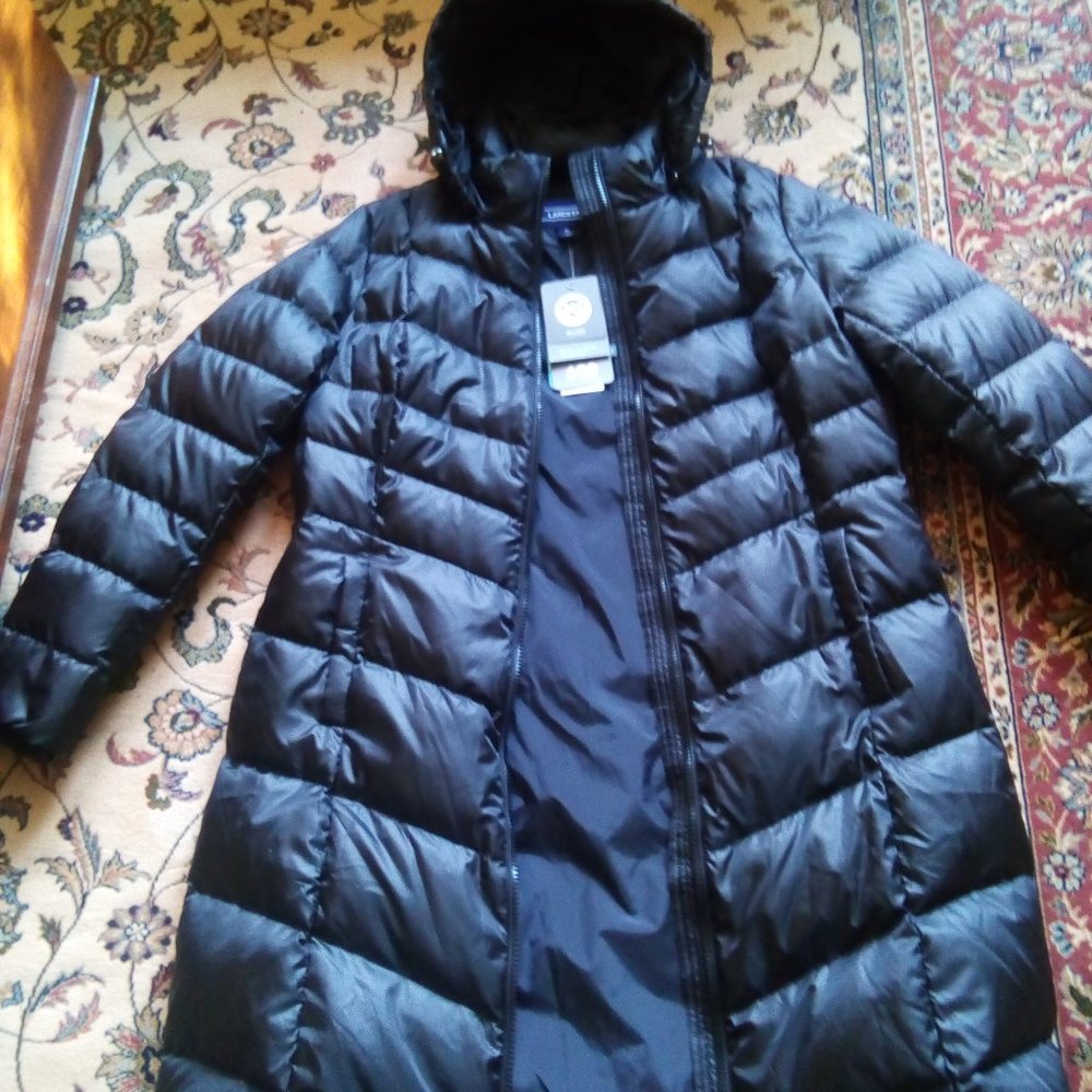 NWT Lands' End Long Black 600 Down Puffer Coat XL